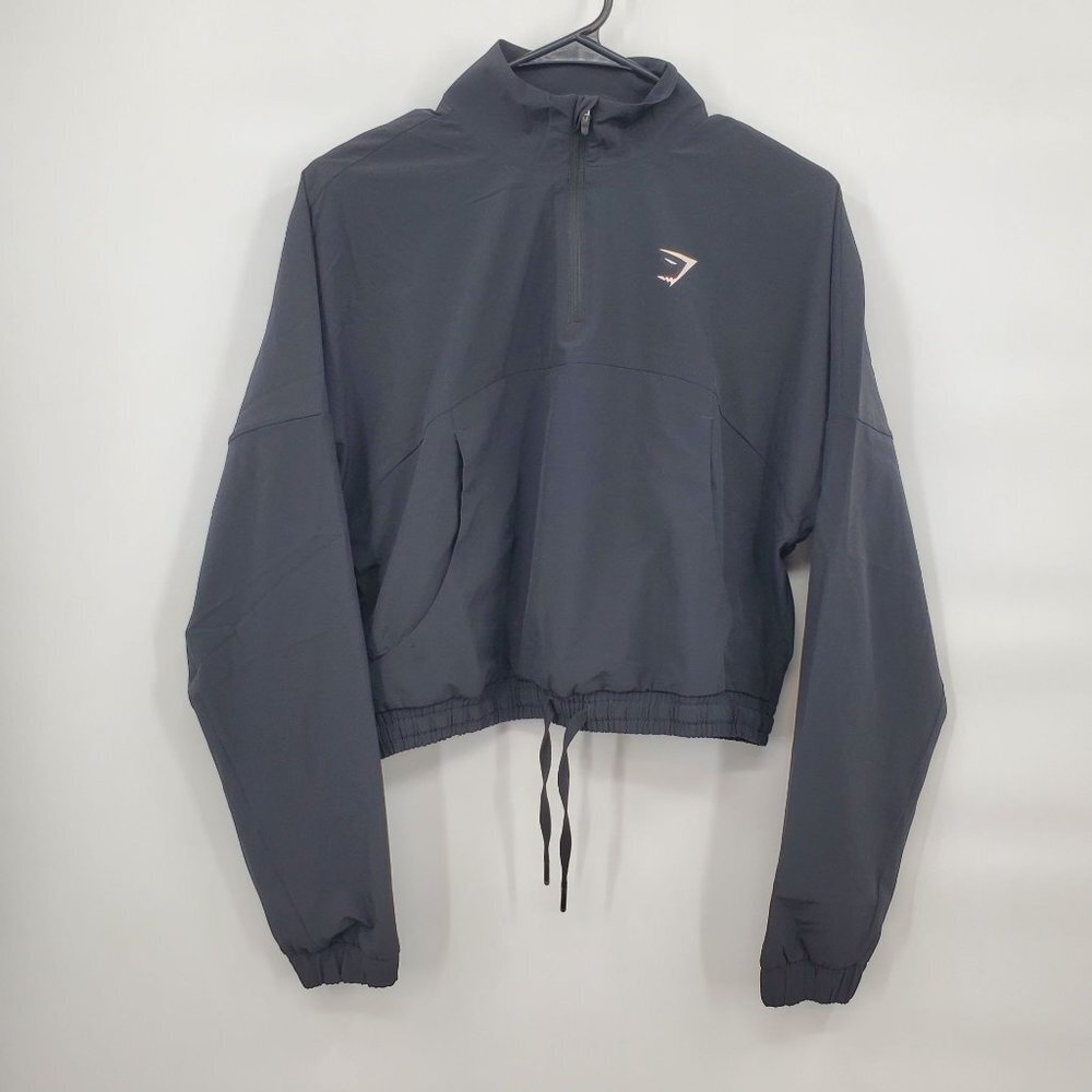 Gymshark Sport Windbreaker Jacket Womens Size Small Black NWOT 1/4 Zip Back Vent